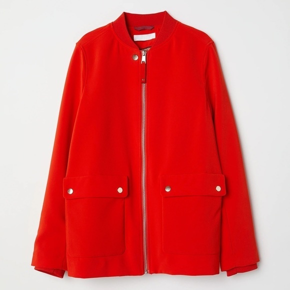 H&M Red Blazer zip up Jacket 8 - Picture 9 of 15